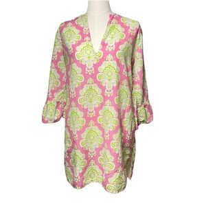 Malabar Bay‎ by Jayes Organic Cotton Swim Cover up Size M Pink & Green
